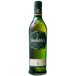 Bottle of Glenfiddich 12 year old single malt scotch whisky